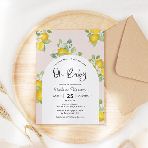 Invitación Citrus Watercolor Lemon Tema Baby Shower