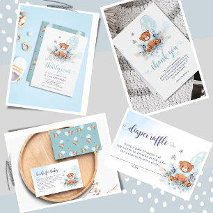 Tarjeta De Recepción Teddy Bear Boy Baby Shower Books Para El Bebé