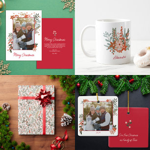 Taza De Café Navidades florales nombre de familia de vacaciones