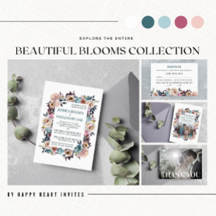Invitación Hermoso Boda Verde azulado Floral Spring Pastel