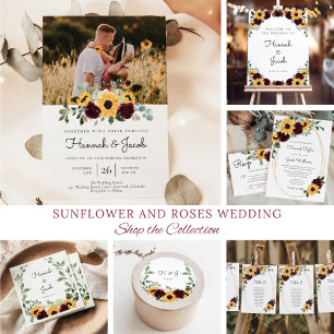 Invitación Boda de girasol ruso y Rosas