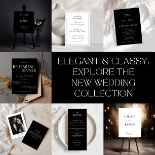 Reserva La Fecha Elegante clásico Boda blanco negro formal