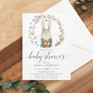 Invitación virtual Baby Shower de Conejo Vintage