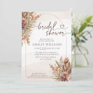 Invitación floral Pompas césped boho novia ducha