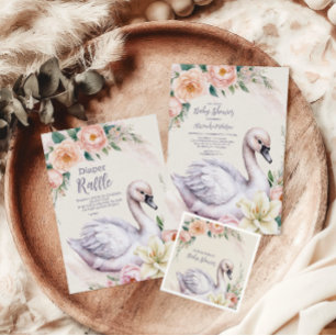 Plato De Papel Princesa de cisne floral rosa Rubor Baby Shower