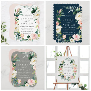 Invitación a la boda de la floral de la corona de 