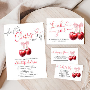 Invitación Cherry de moda en Baby Shower Top Coquette