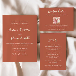 Invitación Paulina Naranja quemado moderno simple elegante ma