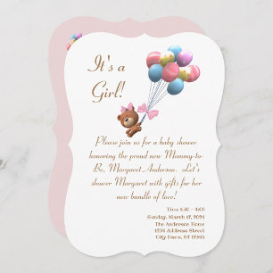 Tarjeta Pequeña Es un juego de ducha con temas de oso Chica y glob