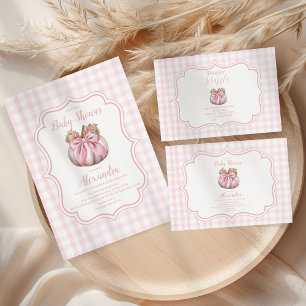 Tarjeta De Recepción Chica Baby Shower Raffle Diapper de calabaza rosa