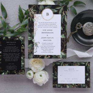 Invitación Eucalipto botánico de oro negro premium