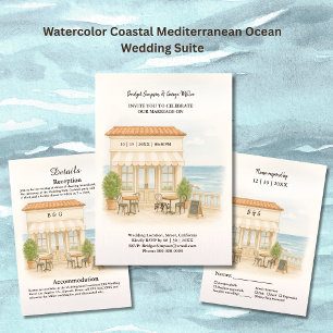 Servilleta De Papel boda oceánico mediterráneo costero de acuarela
