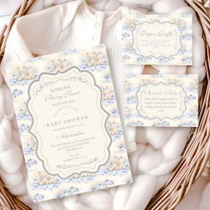 Tarjeta De Recepción Rifa de regalo de osito de toile de pañal de aránd