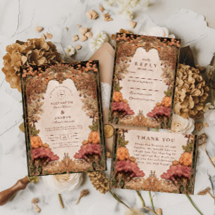 Tarjeta De Agradecimiento Boda Vintage de Otoño en el Bosque