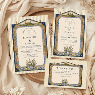 Tarjeta De Agradecimiento Boda Rústica Italiana Elegante