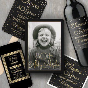 Invitación Descargable Fiesta de Cumpleaños Sorpresa Negro y 