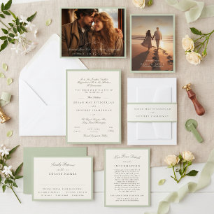 Tarjeta De Agradecimiento Foto de Boda Verde Pistacho