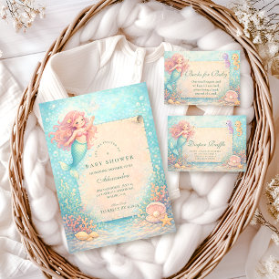 Tarjeta De Recepción Sorteo de pañales recuerdo de sirena Corallight