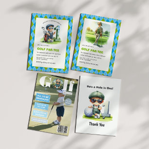 Tarjeta De Agradecimiento Agujero en un primer cumpleaños de golf