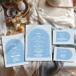 Tarjeta De Recepción Libros de lindo de cielito azul turquesa para bebé