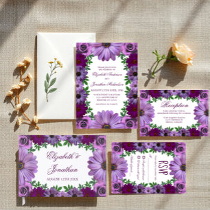Tarjeta De Confirmación De Asistencia Boda Regal Purple Floral