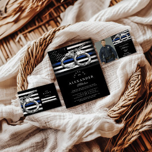 Invitación Graduación delgada de la policía de la Línea Azul 