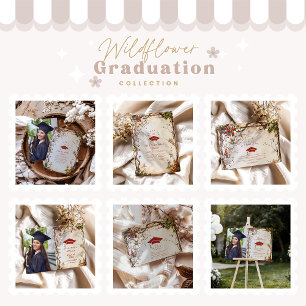 Tarjeta De Agradecimiento Partido de Graduación Rustic Wildflowers