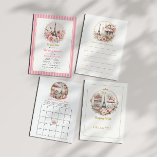 Tarjeta De Consejos Fiesta de Bienvenida al Bebe Café Parisino Bonjour