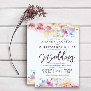 Invitación Todo En Uno Pastel Watercolor Floral Boda