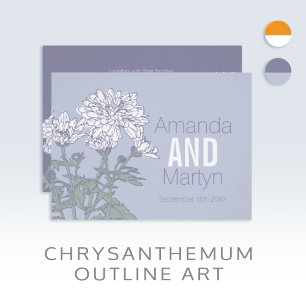 Invitación crisantemo boda gris blanco reprogramado