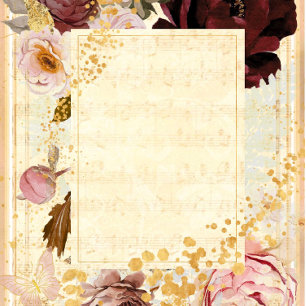 Invitación Borgoña y Boda musical floral rosa de Rubor