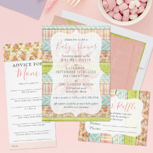 Invitación Shabby Chic Rosas Rustic Wood Floral Baby Shower