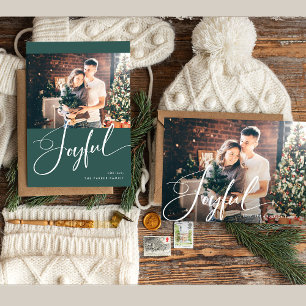 Tarjeta Festiva Alegre   Elegantes Navidades de guiones y fotograf