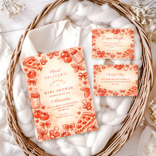 Invitación Ducha de Bebé de Pizza a Domicilio