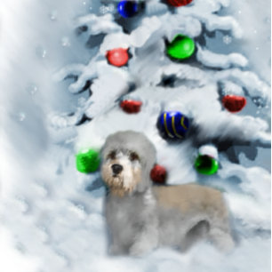 Tarjeta Festiva Navidades de Dandie Dinmont Terrier