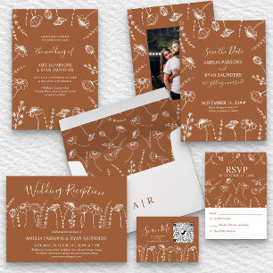 Invitación La recepción de la boda de las flores silvestres N