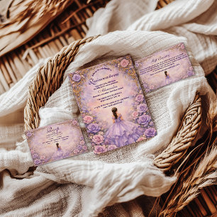 Invitación Fairy Quinceañera de Rosa Lavanda