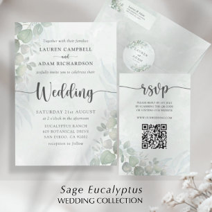Lámina Budget Eucalyptus Sage Green Wedding Invitation