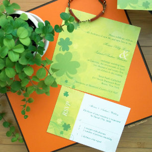 Invitación Elegante Boda irlandés verde Shamrock