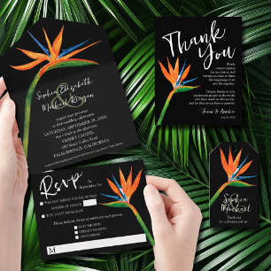 Invitación Todo En Uno Pájaro de la acuarela del paraíso