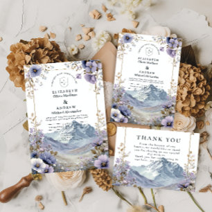 Tarjeta De Agradecimiento Boda en la Montaña de Flores Silvestres Suaves