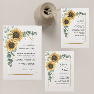 Tarjeta De Agradecimiento Boda de Eucalyptus de girasol floral