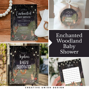 Invitación a Baby Shower de Woodland encantada