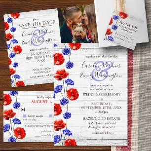 Tarjeta RSVP de Boda Rústica de Flor de Adormidera