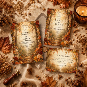 Tarjeta De Agradecimiento Boda Encantada de Otoño en el Bosque