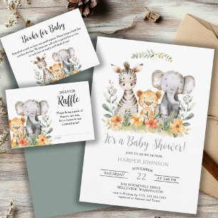 Tarjeta De Recepción Libros de jirafa de Safari Selva para bebé