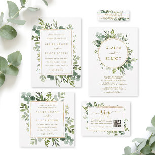 Invitación Boda Botánico de Oro Verde