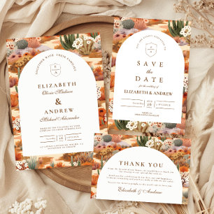 Tarjeta De Agradecimiento Boda Floral del Desierto Occidental