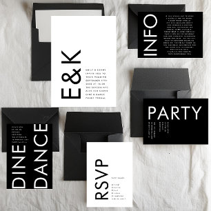 Tarjeta De Recepción Boda de danza DANZA con gran monograma ultra moder