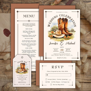 Invitación Rodeo de vaquero occidental bota boda rural